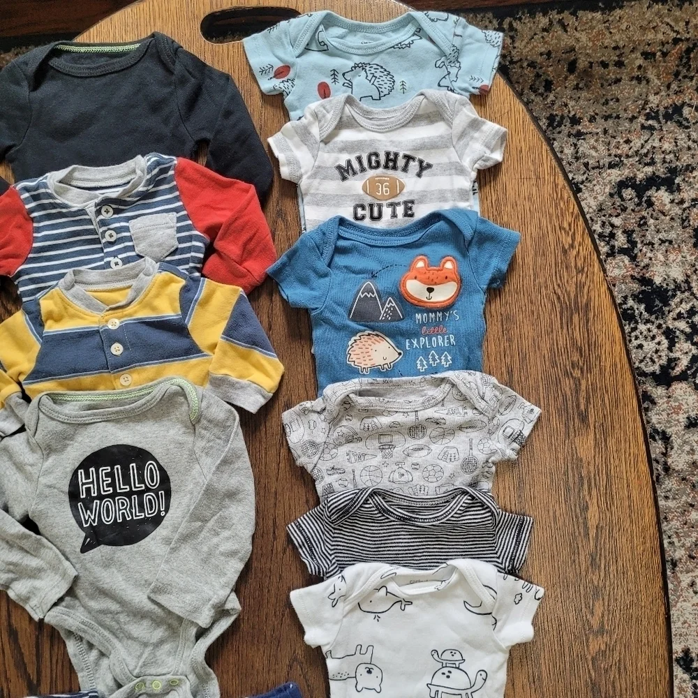 Bundle/Lot of 14 Tops, Bottoms, and Pj's Size Boys Newborn